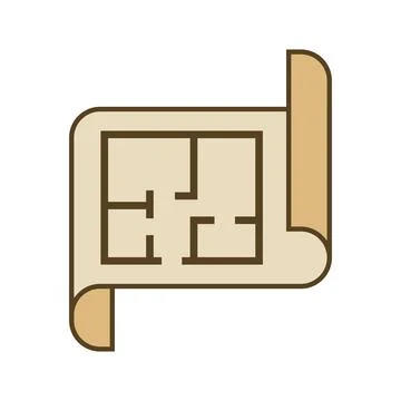 House construction blueprint icon in flat style. Room plan vector illustrat.. Illustrazione stock