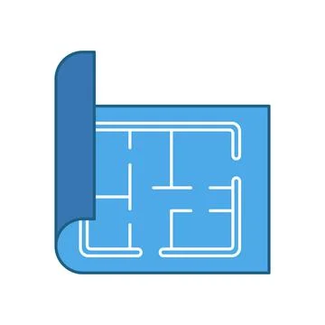 House construction blueprint icon in flat style. Room plan vector illustrat.. Stock Illustration