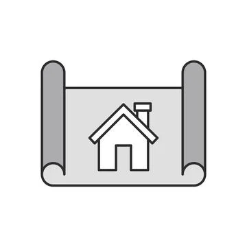 House construction blueprint icon in flat style. Room plan vector illustrat.. Illustrazione stock