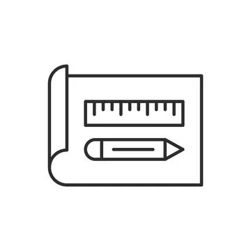 House construction blueprint icon in flat style. Room plan vector illustrat.. Stock Illustration