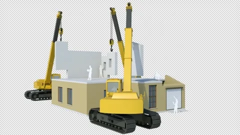 House Construction Builders with transparent (alpha) background Stock Footage 252045317