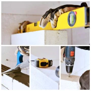 House construction collage Foto stock