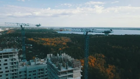 House construction crane Stock Footage 97310434