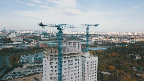 House construction crane Video stock 97317935