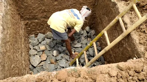 House construction - Foundation  level HD (4k video) Stock Footage 241135945