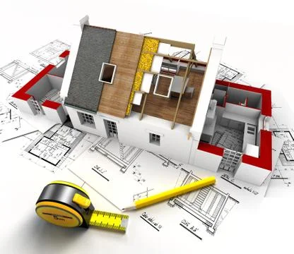House construction overview Stock Illustration
