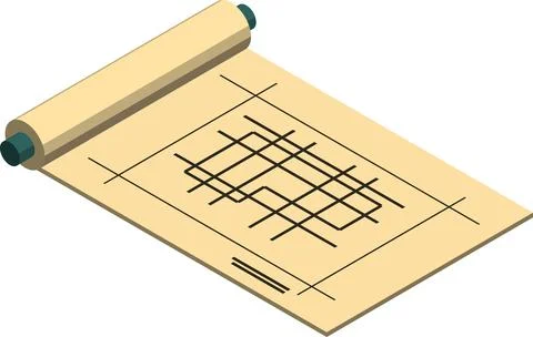 House construction plan illustration in 3D isometric style Illustrazione stock