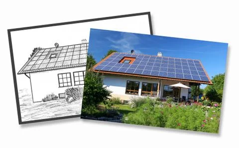 House construction, planning and implementation Stock Photos