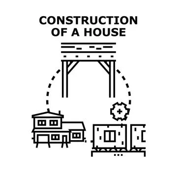 House construction process vector concept illustrating stages of a building p Stock Illustration
