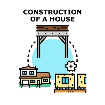 House construction process vector illustrating building development and pla.. 스톡 일러스트