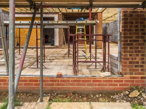 House construction site. With bricks and blocks Stock Photos