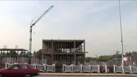 House construction site, crane Stock Footage 80461474