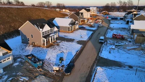 House  Construction Winter Stock Footage 255309868