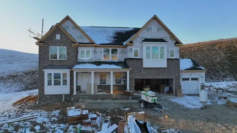 House construction winter Stock Footage 255309871