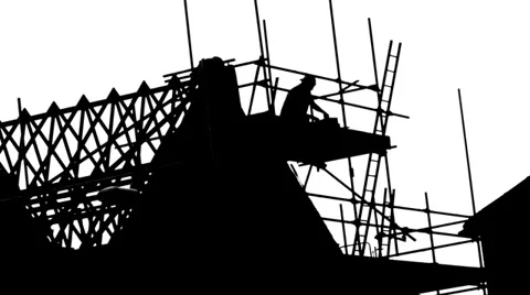 House Construction Workers Silhouette Stock Footage 28523639