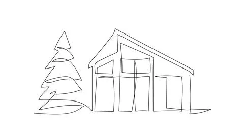 House in continuous line art drawing style vector illustration. Residential Stock Illustration