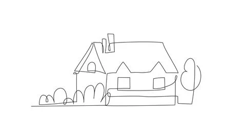 House in continuous line art drawing style vector illustration. Residential Stock Illustration
