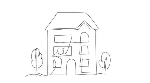 House in continuous line art drawing style vector illustration. Residential Stock Illustration