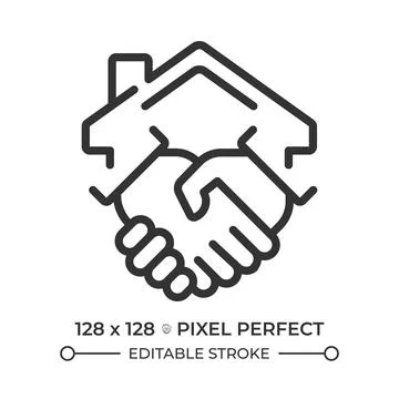 House contract pixel perfect simple line icon Stock Illustration