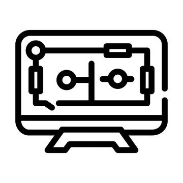 House control, smart home computer screen line icon vector illustration Stock Illustration