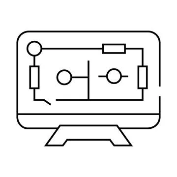 House control, smart home computer screen line icon vector illustration Stock Illustration
