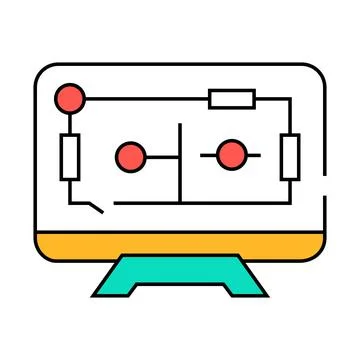 House control, smart home computer screen icon color illustration 스톡 일러스트