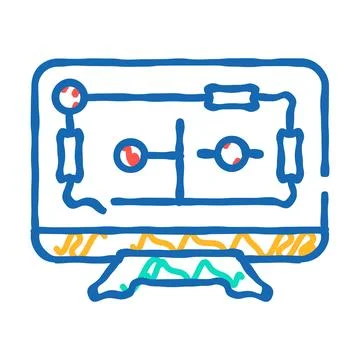 House control, smart home computer screen icon doodle illustration Stock Illustration