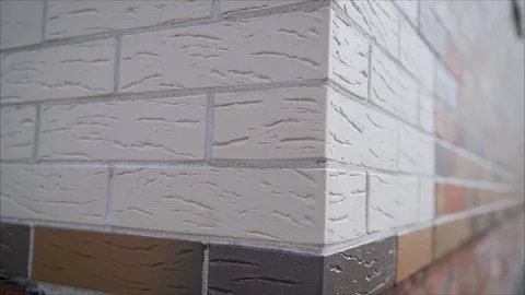 House corner, brick wall painted with white paint. Video stock 119607469