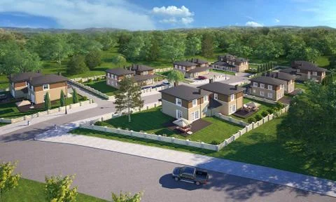 House cottage 3d render Stock Illustration