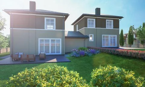 House cottage 3d render Stock Illustration