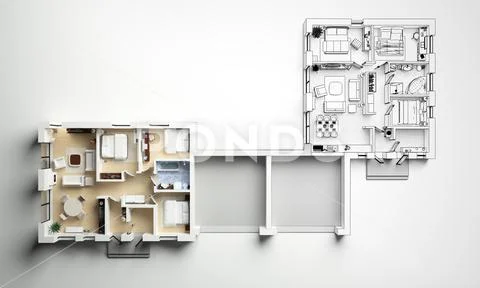 House cottage with garage Stock Illustration