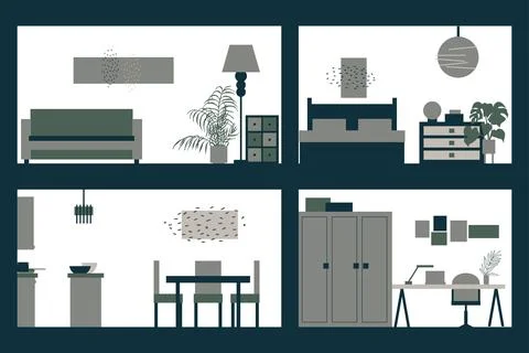 House in cut. House interior. Ilustración de archivo