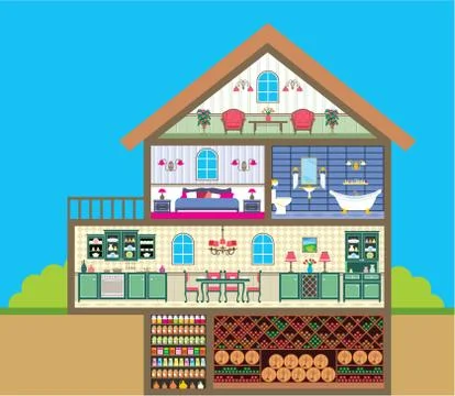 House in a cut Stock Illustration