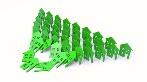 House cutouts falling like dominoes Stock Footage 277083489