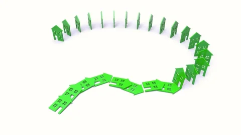 House cutouts falling like dominoes Stock Footage 277122067