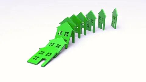 House cutouts falling like dominoes Stock Footage 277122075