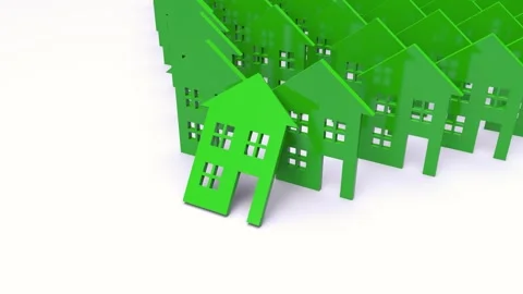 House cutouts falling like dominoes Stock Footage 277122080