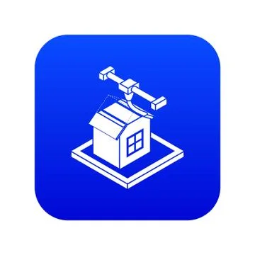 House d printing icon blue vector Ilustración de archivo