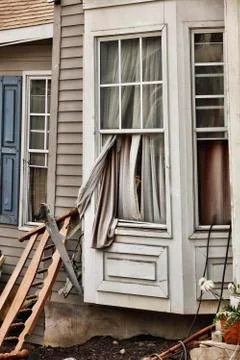 House damaged by disaster Stock Photos