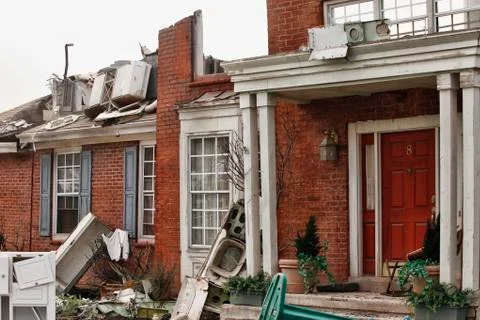 House damaged by disaster Stock Photos