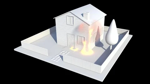 House Damaged By Fire Stock Footage 122199963
