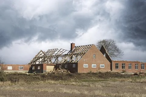 House damaged by a storm Stock Photos