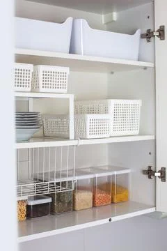 House decor ideas. Storage in the kitchen. Home organization. Foto stock