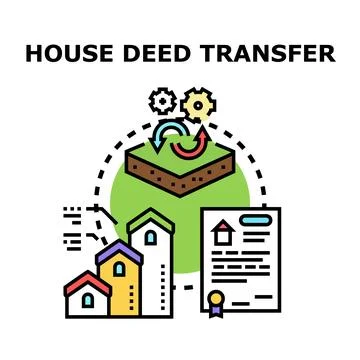 House deed transfer concept document transaction process 库存插图