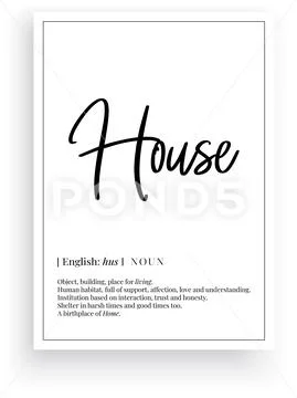 House definition, vector. Minimalist poster design. Stock Illustration