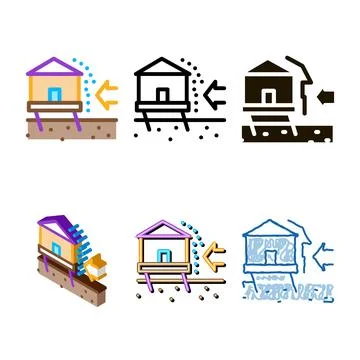 House demolishes variations with wind icon vector outline Ilustración de archivo
