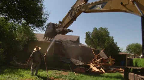 House demolition for redevelopment in Phoenix, AZ. Stock Footage 67639508