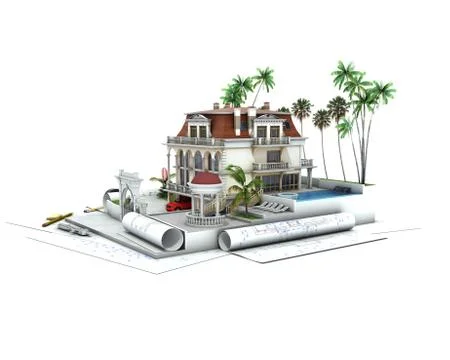 House design progress, architecture  visualization Stock Illustration