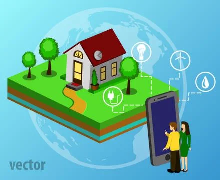 House design style modern vector illustration concept of smart house technology Ilustración de archivo