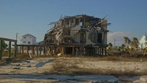 House destroyed by a hurricane in Florida Stock Footage 152537957